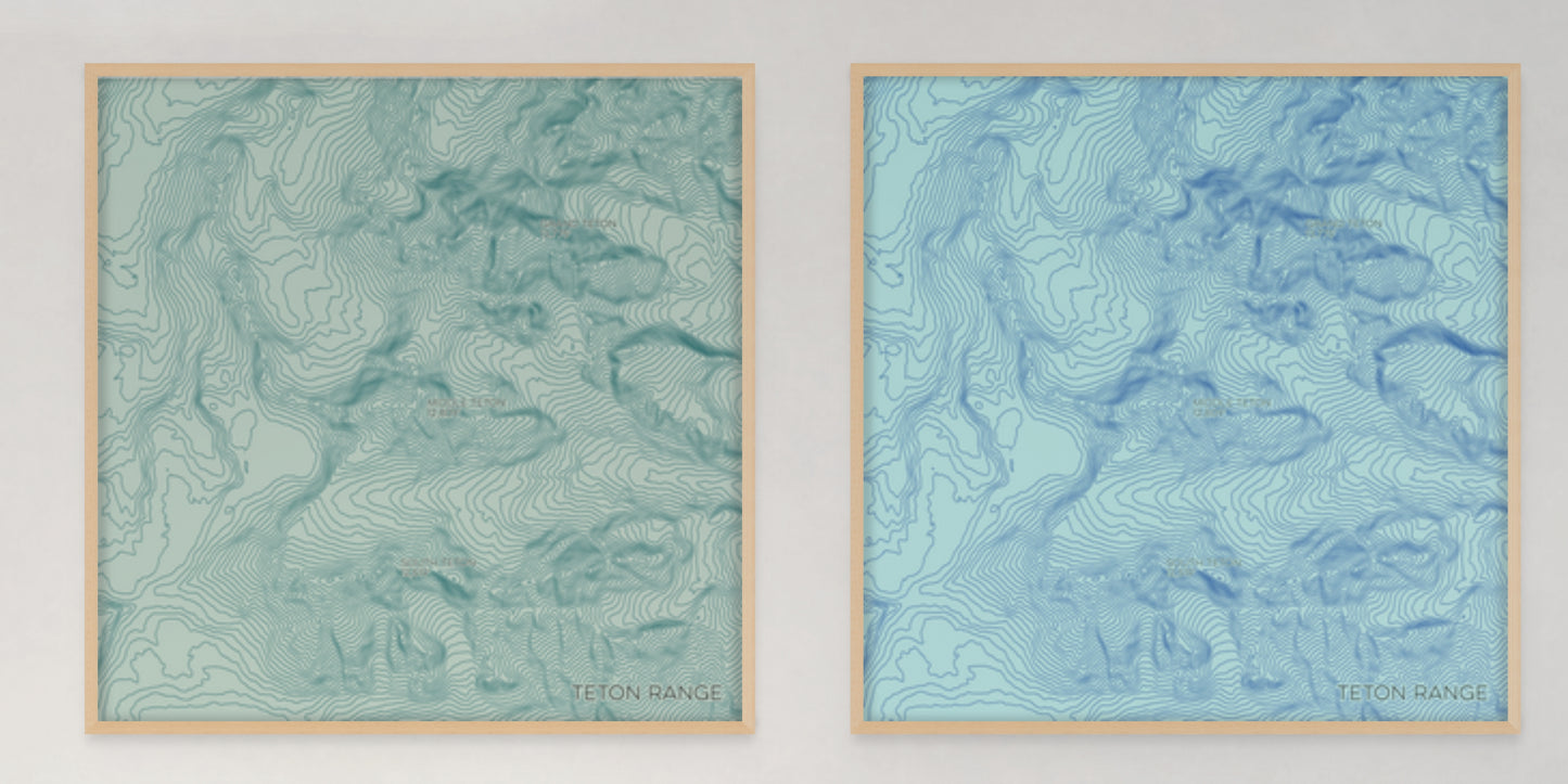 Teton Range Wyoming Mountain Topographic Map