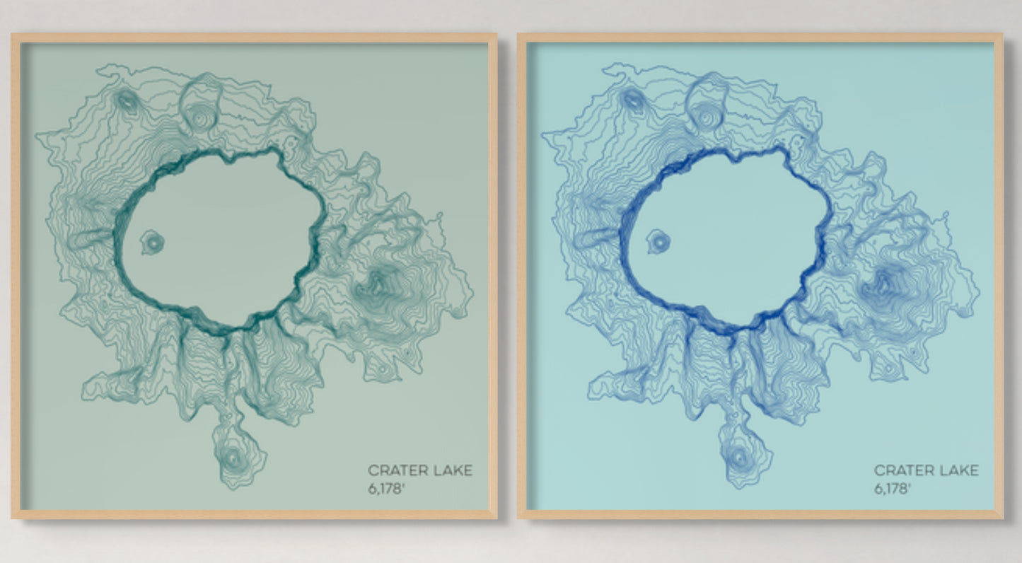 Crater Lake Oregon Mountain Topographic Map