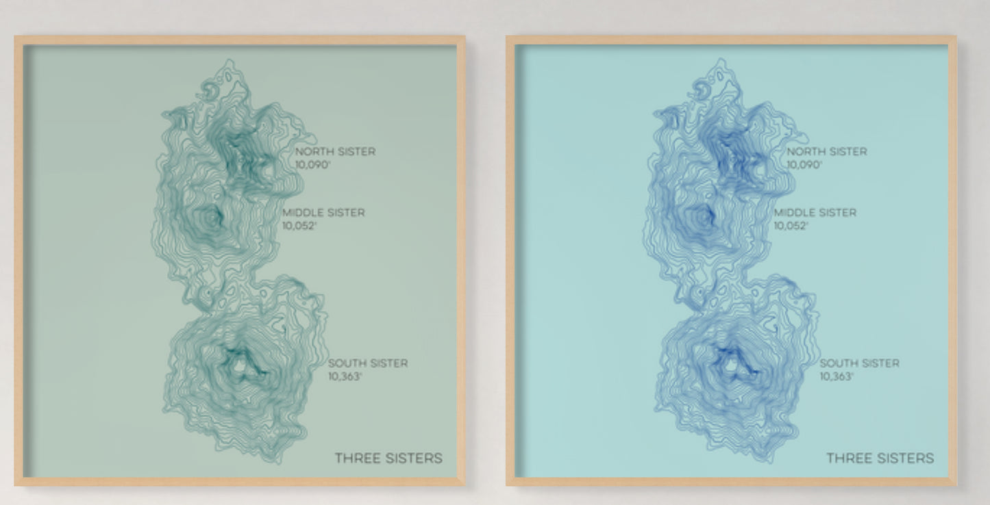 Three Sisters Oregon Mountain Topographic Map