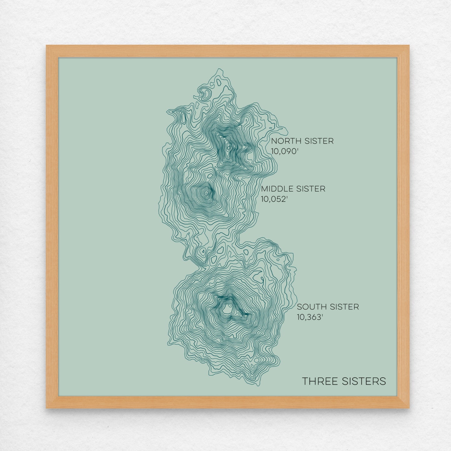 Three Sisters Oregon Mountain Topographic Map