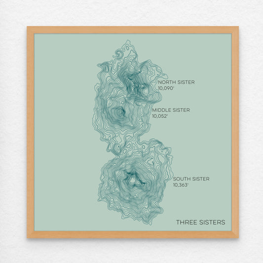 Three Sisters Oregon Mountain Topographic Map
