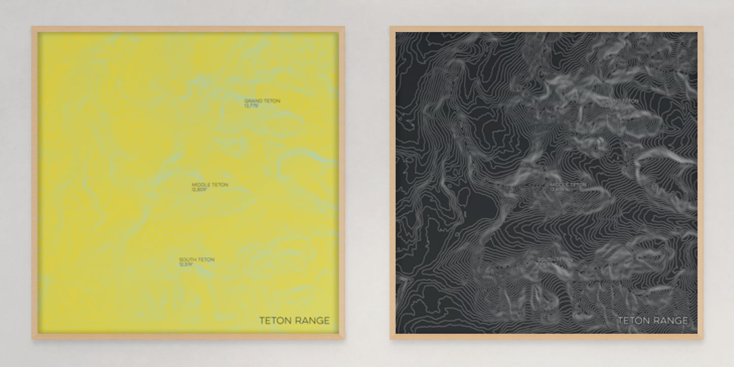 Teton Range Wyoming Mountain Topographic Map