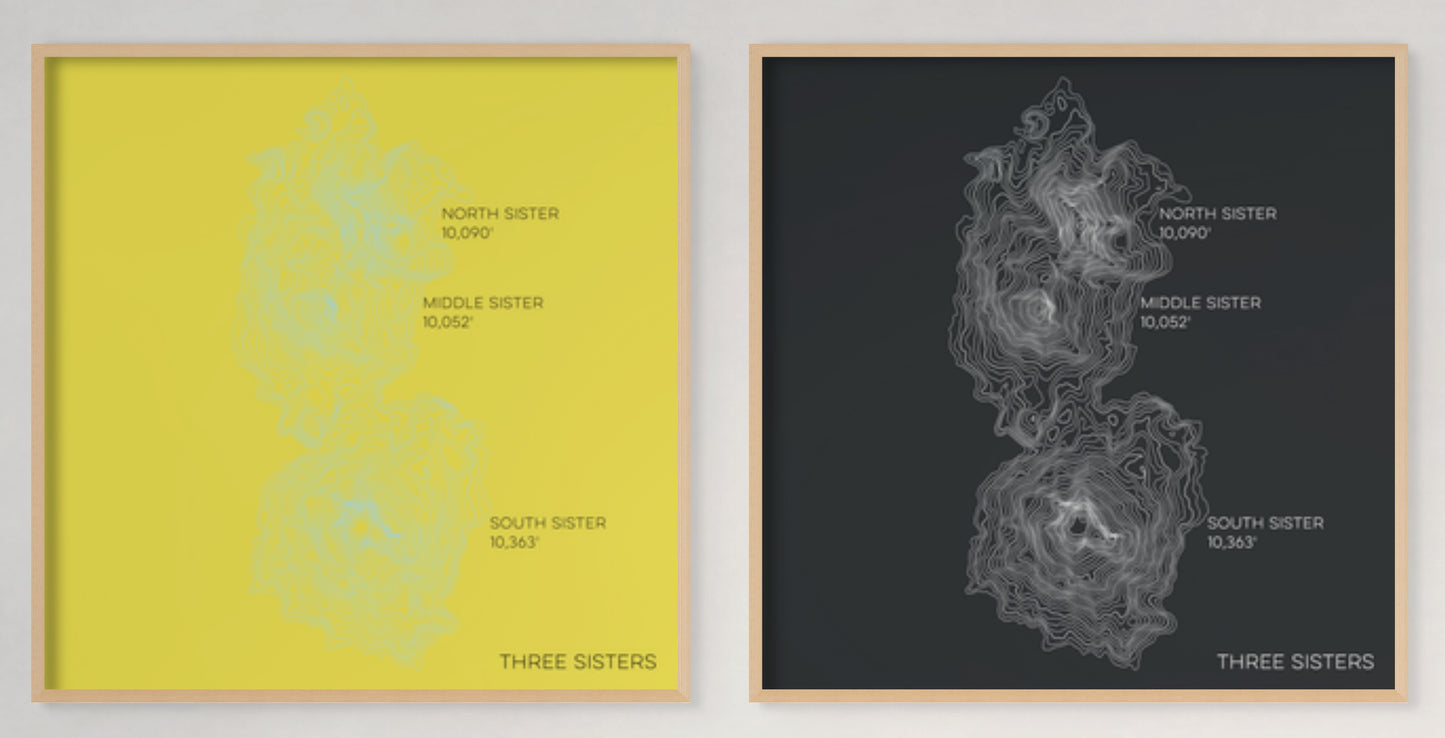 Three Sisters Oregon Mountain Topographic Map