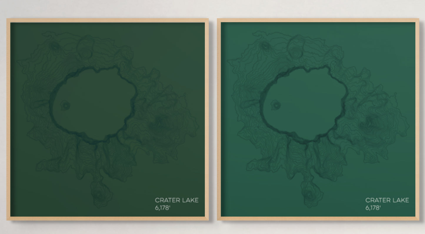 Crater Lake Oregon Mountain Topographic Map