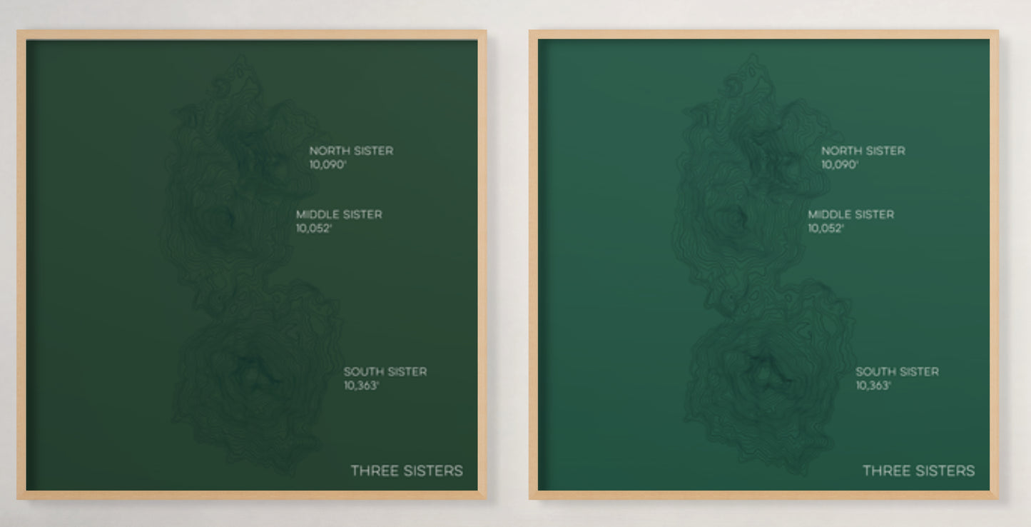 Three Sisters Oregon Mountain Topographic Map