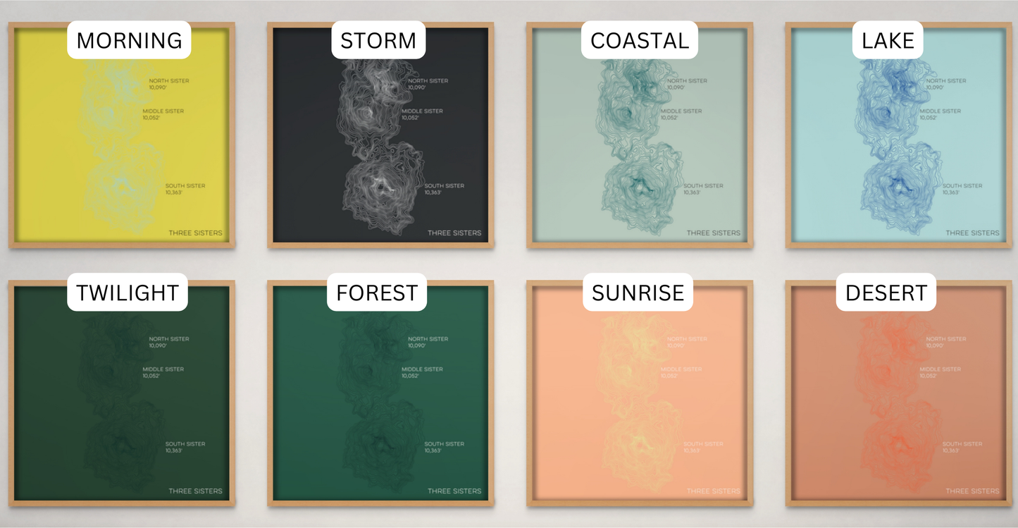 Three Sisters Oregon Mountain Topographic Map
