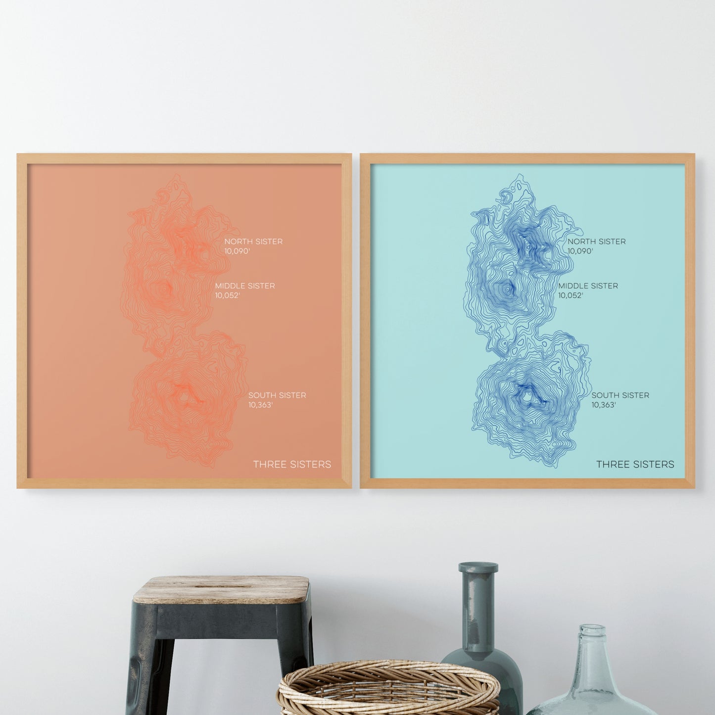 Three Sisters Oregon Mountain Topographic Map