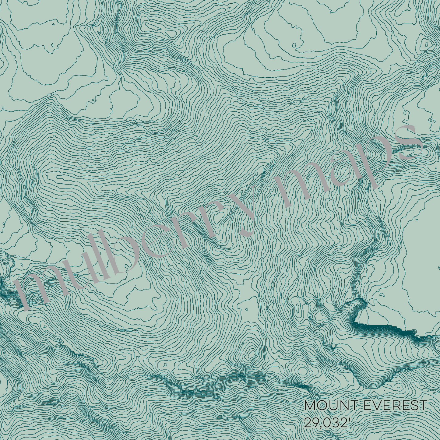 Mount Everest Mountain Topographic Map