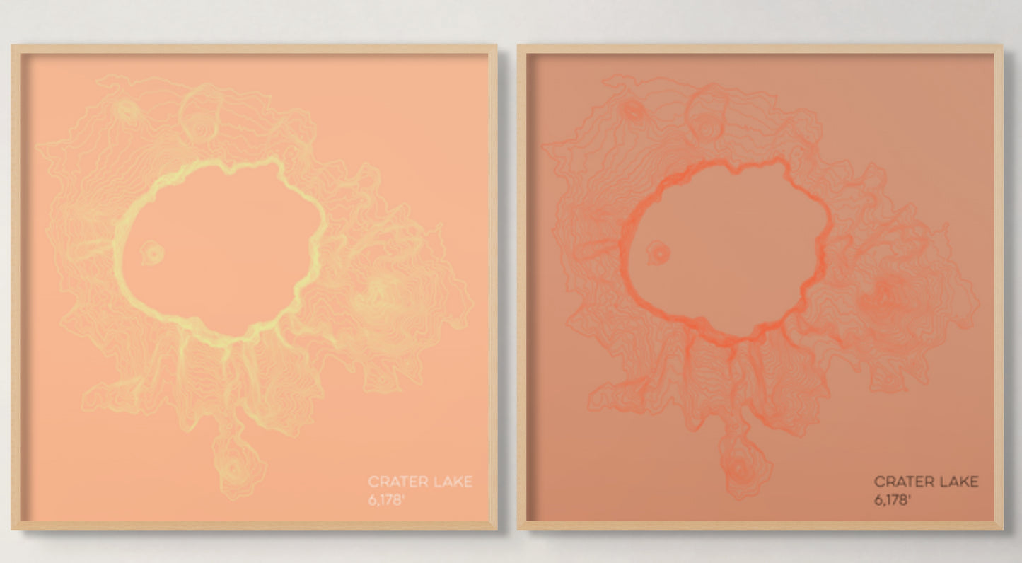 Crater Lake Oregon Mountain Topographic Map