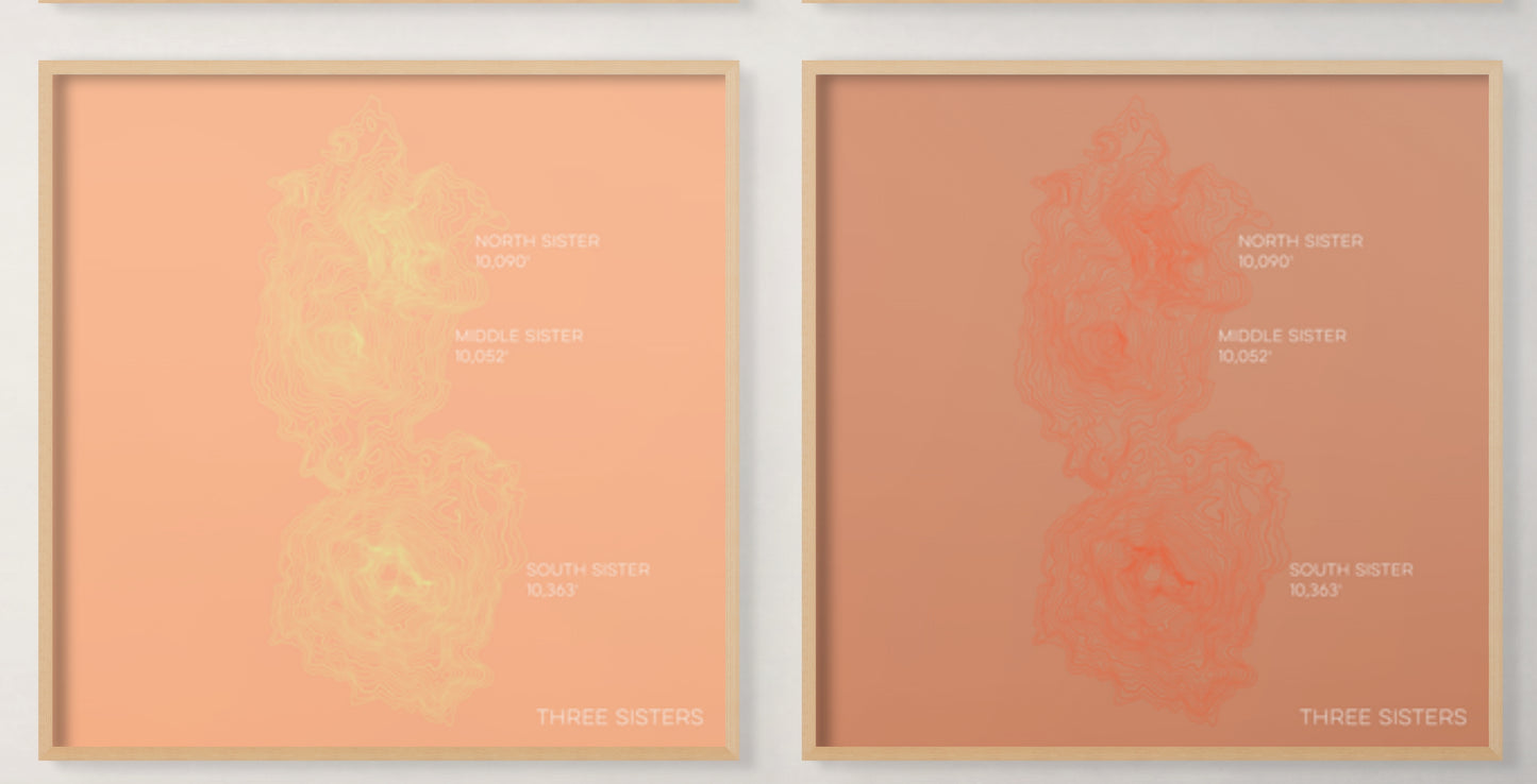 Three Sisters Oregon Mountain Topographic Map