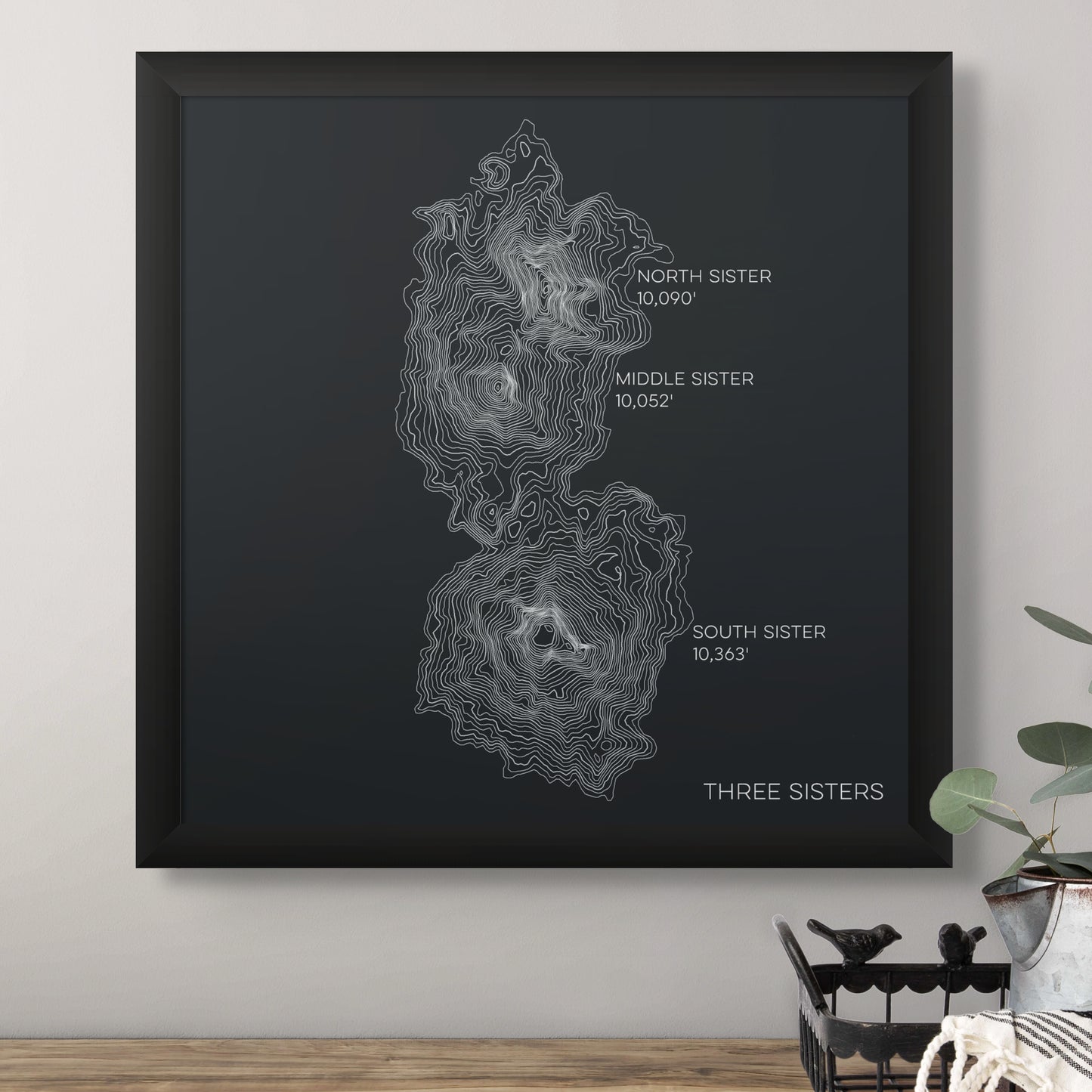 Three Sisters Oregon Mountain Topographic Map