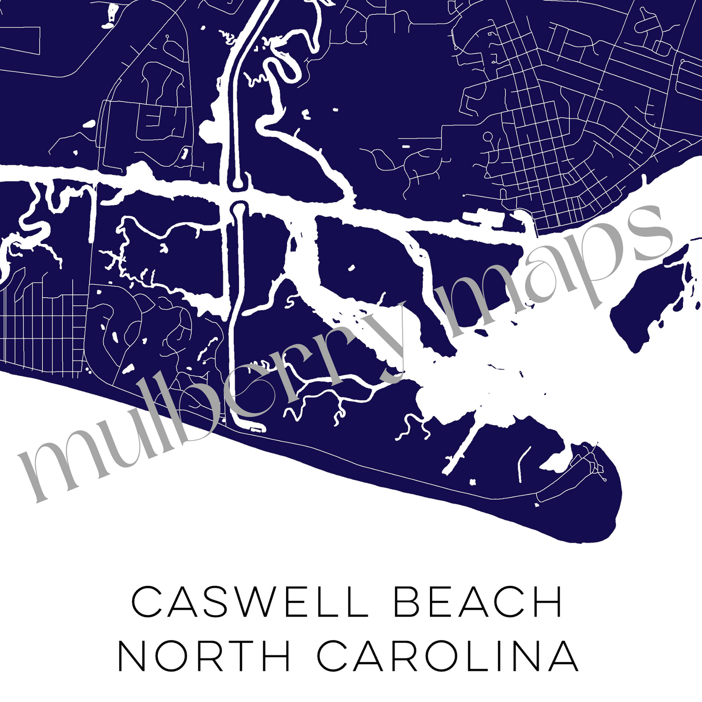 Caswell Beach North Carolina Map • Caswell Beach NC Custom Map