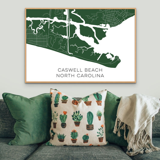 Caswell Beach North Carolina Map • Caswell Beach NC Custom Map