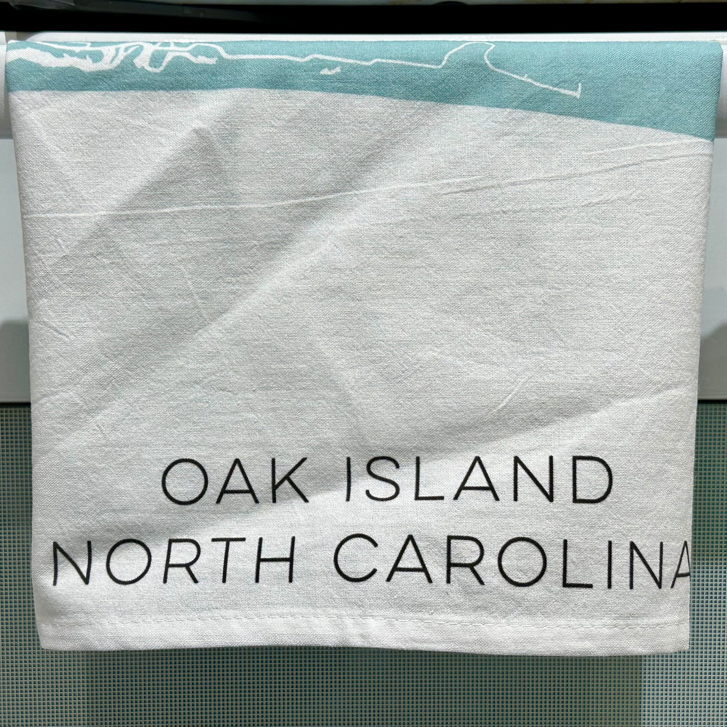 Oak Island North Carolina Map Tea Towel