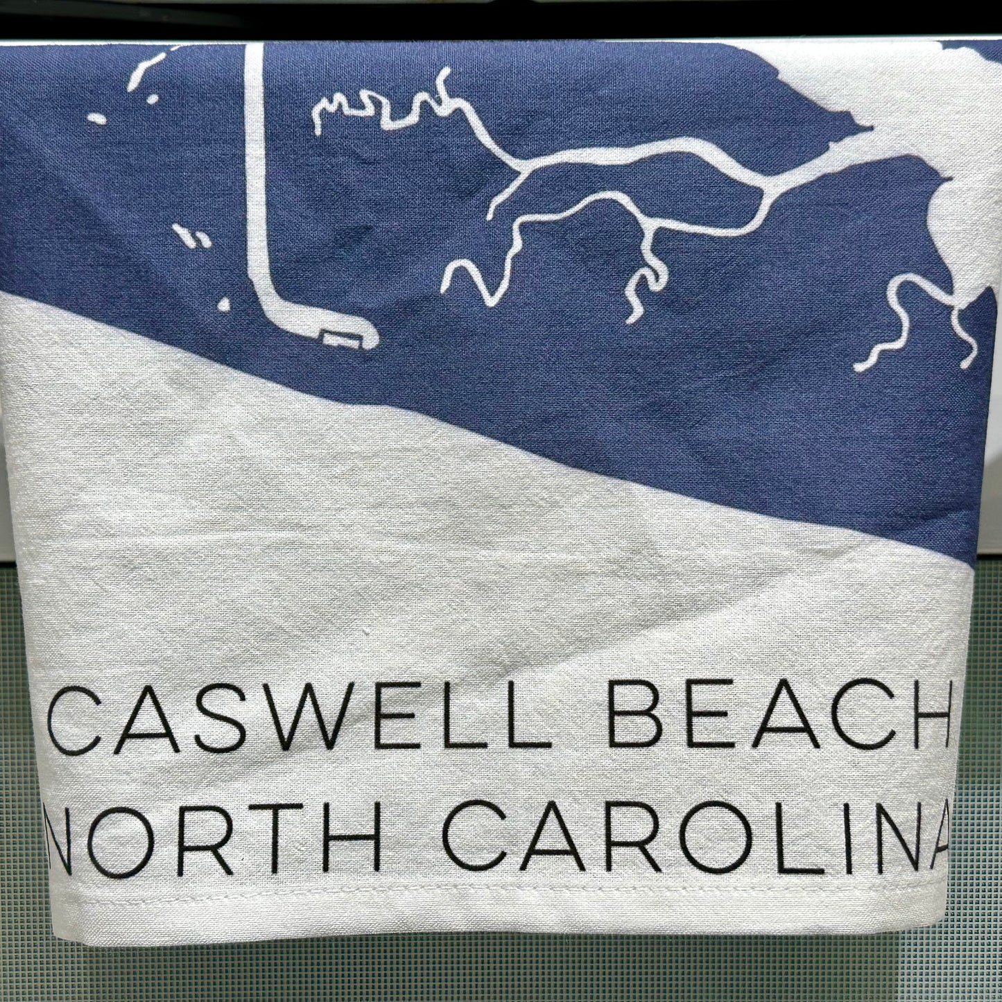 Caswell Beach North Carolina Map Tea Towel