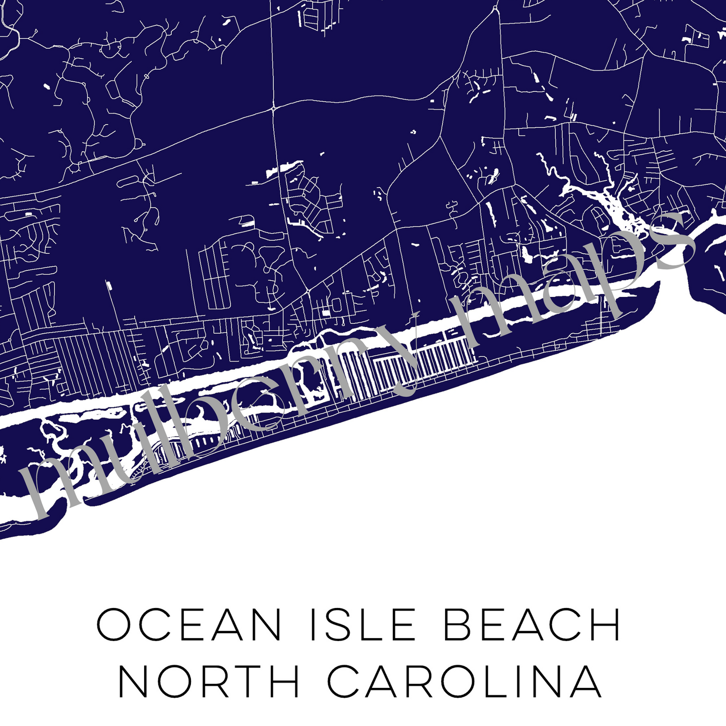 Ocean Isle Beach North Carolina Map • Ocean Isle NC Custom Map