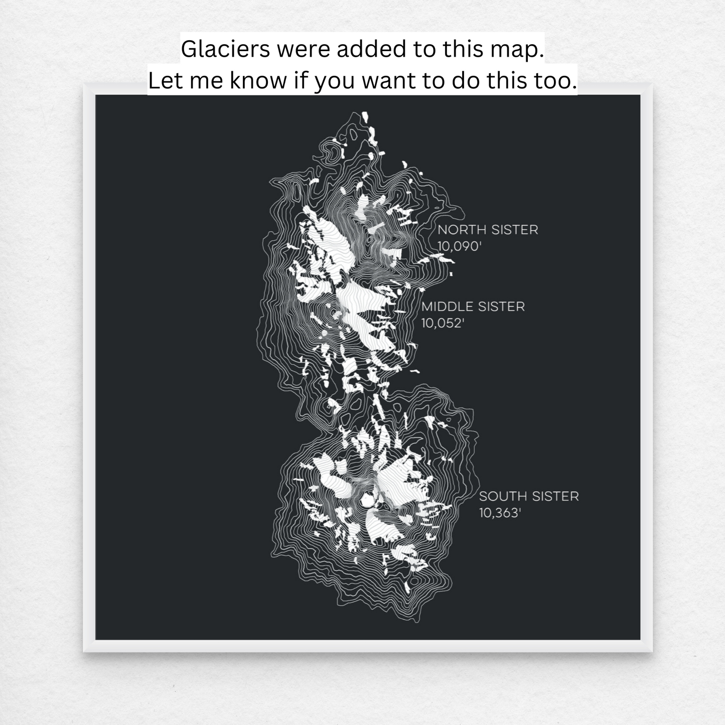 Three Sisters Oregon Mountain Topographic Map