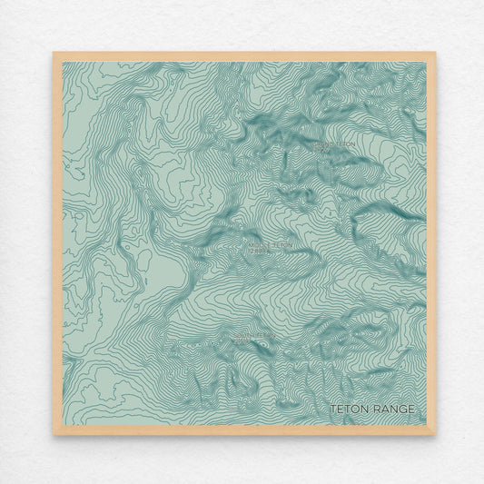 Teton Range Wyoming Mountain Topographic Map