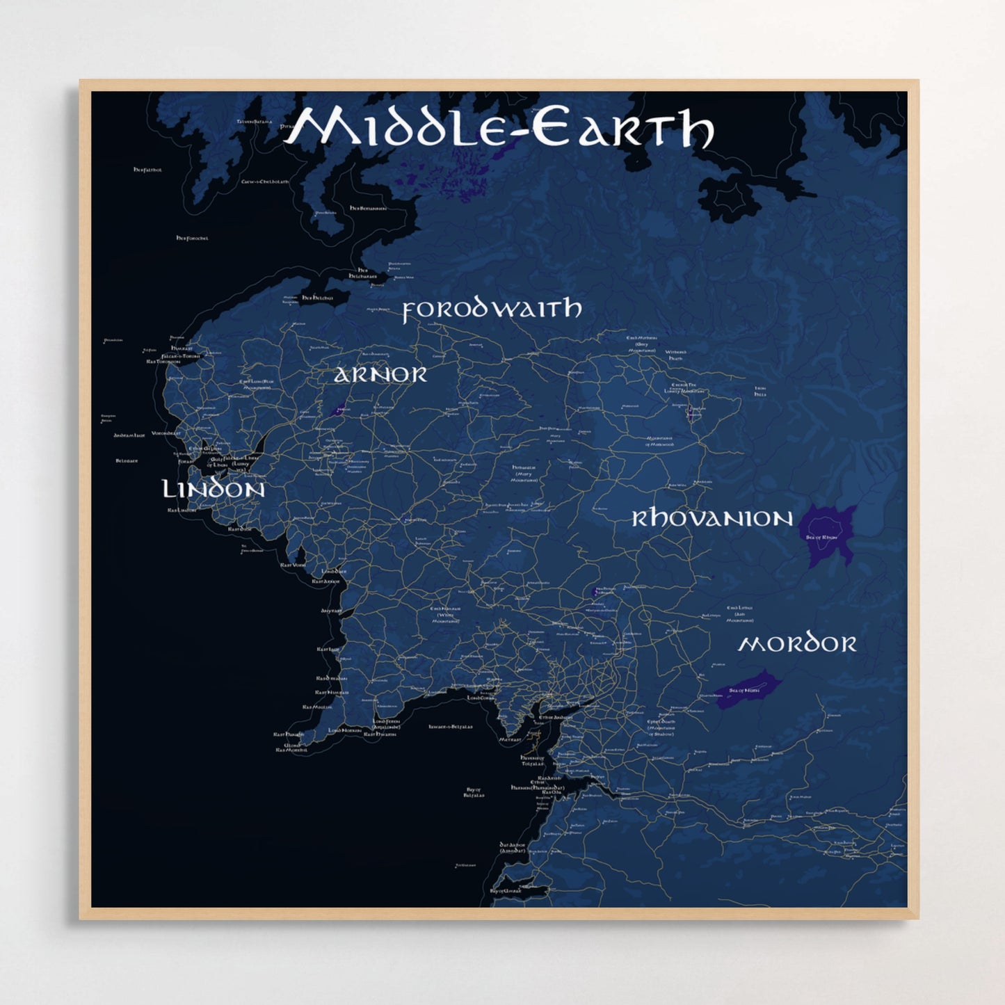 Framed Lord of the Rings Middle-Earth Map