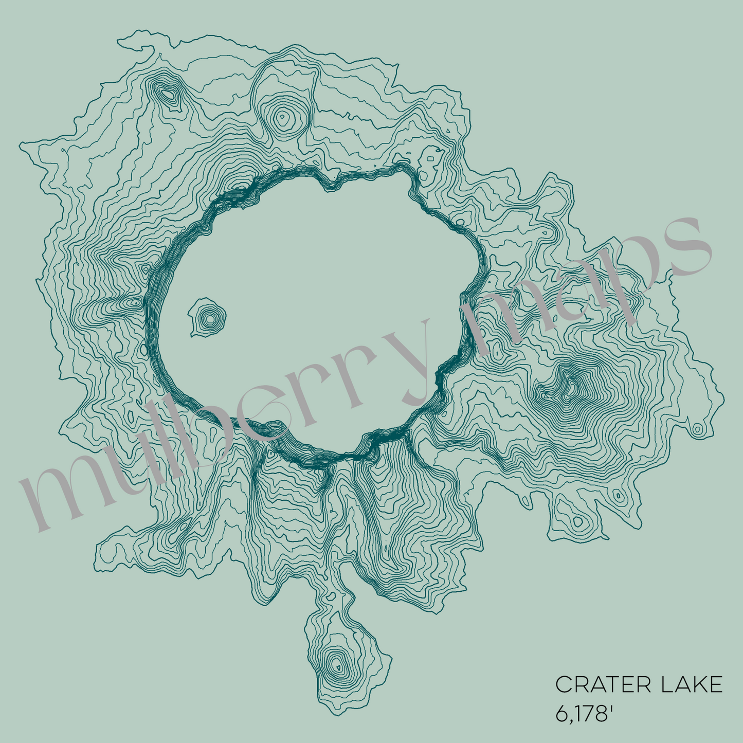 Crater Lake Oregon Mountain Topographic Map