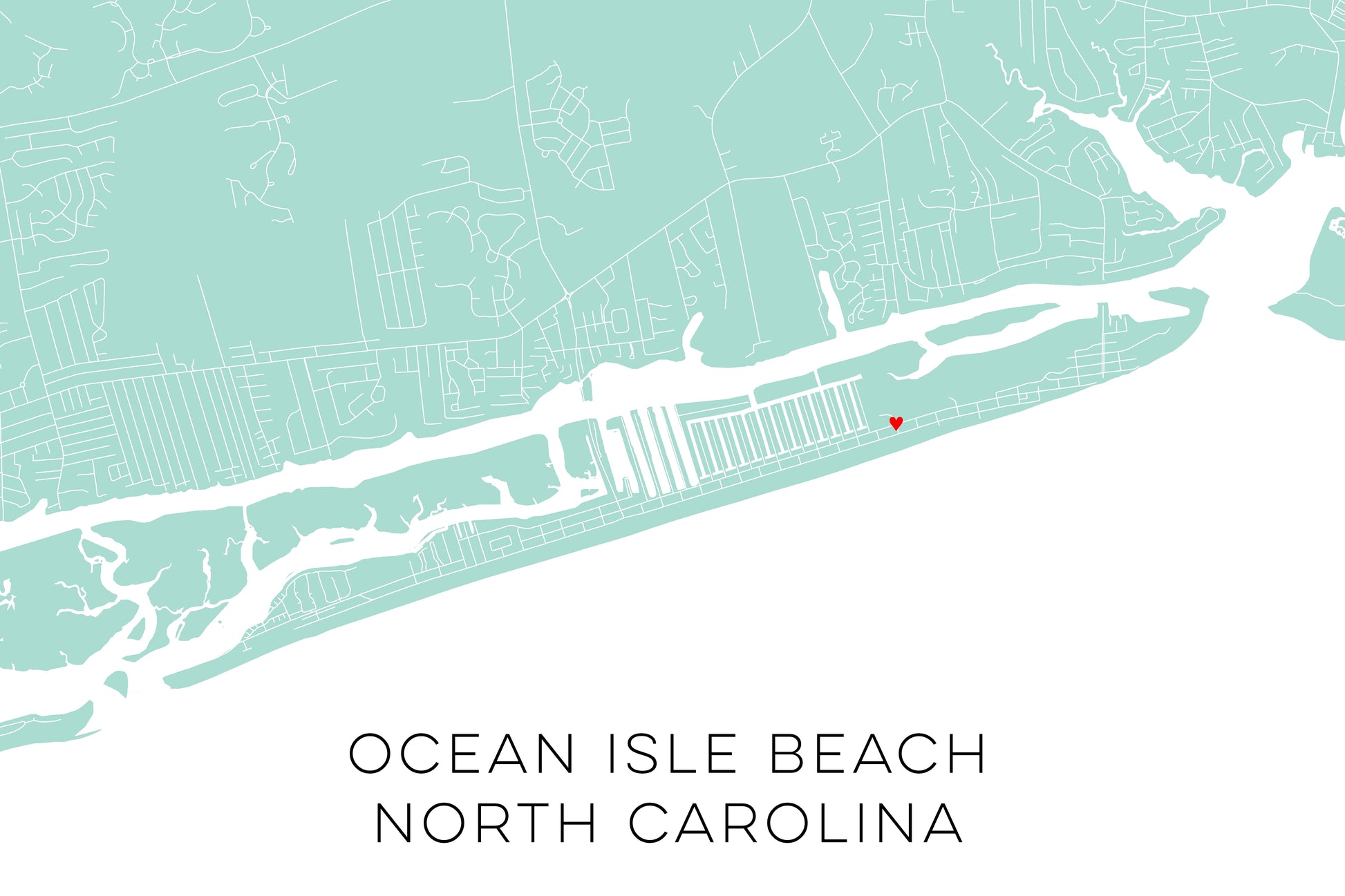 Ocean Isle Beach North Carolina Map • Ocean Isle NC Custom Map • Perso ...