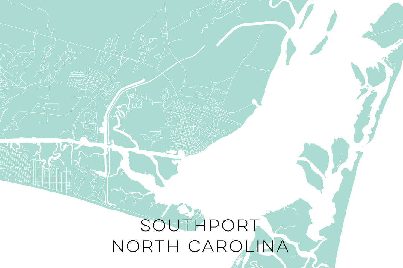 Southport North Carolina Map • Southport NC Custom Map • Southport NC ...