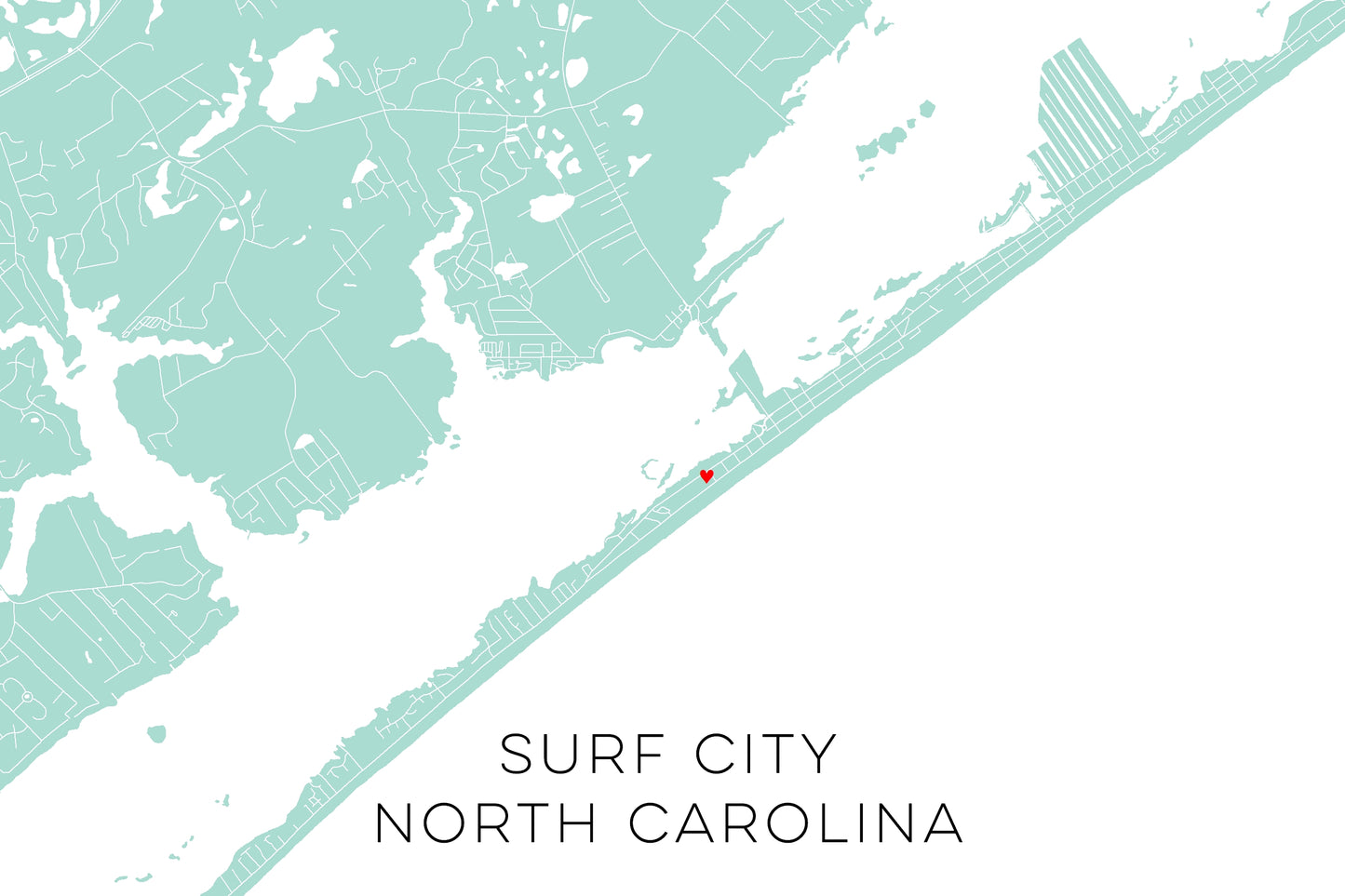 Surf City North Carolina Map • Surf City NC Custom Map • Surf City NC ...