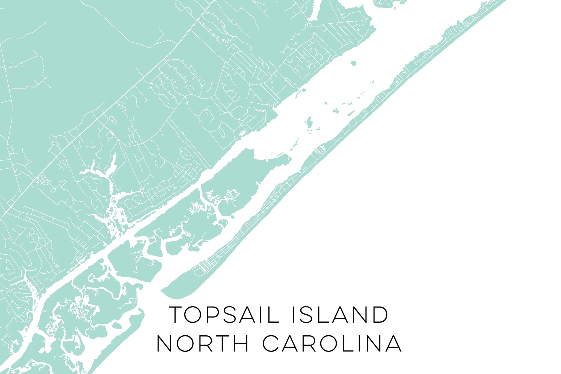 Topsail North Carolina Map • Topsail NC Custom Map • Topsail Map • Min